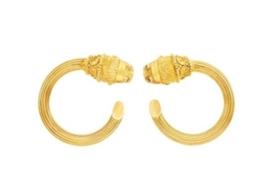 Pair of Gold Hoop Earclips, Ilias Lalaounis