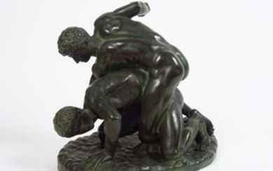 « Lutteurs antiques » Groupe en bronze XIXème, à p…