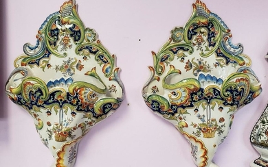 Pair of Mid 19th Century French Rouen Porcelain Floral