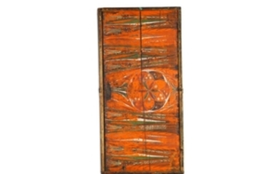 A PAINTED WOODEN WINDOW PANEL Possibly Turkey, 20th...