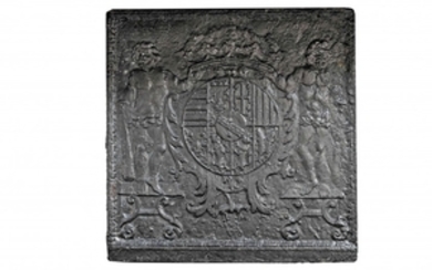 Plaque de cheminée en fonte d'époque Louis XIV