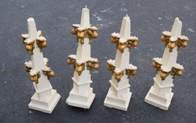Set of 4 Old Cast Concrete Steeples from a Church Altar