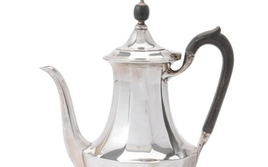 A silver facetted baluster coffee pot by Elkington & Co.
