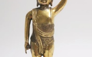 Sino-Tibetan Gilt Bronze Standing Man