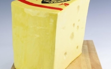 Trompe L'Oeil Art Pottery Cheese Wedge & Board