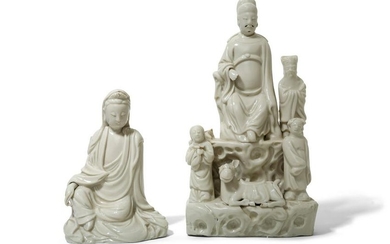TWO CHINESE BLANC-DE-CHINE FIGURES.