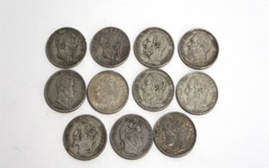 un lot de 11 pièces en argent françaises, belges et italienne