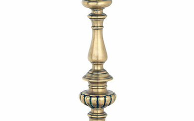 An unusual late 16th/early 17th century brass and bronze socket candlestick, French, circa 1600
