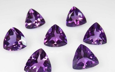9.45 Ct Genuine 7 Purple Amethyst Trillion Necklace Set