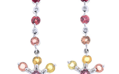9ct gold vari-hue sapphire & diamond earrings
