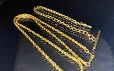 9ct yellow gold watch chain approximately 9.5g and a 14ct go...