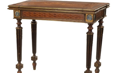A 19TH CENTURY WALNUT AND ROSEWOOD MARQUETRY INLAID FRENCH...