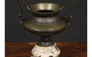 A 19th century Grecian Revival brown patinated bronze two-ha...