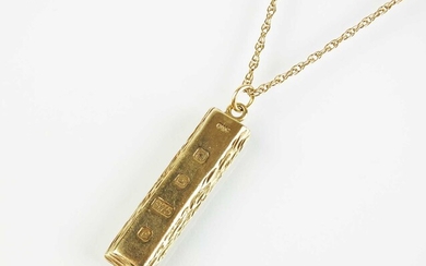 A 9ct gold ingot pendant