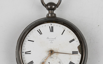 A Barraud's silver pair cased keywind open-faced gentleman's pocket watch, the gilt fusee