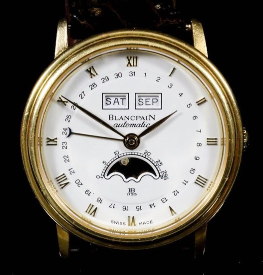 A Blancpain Automatic Wristwatch, Modern, 18ct Gold Cased, the...