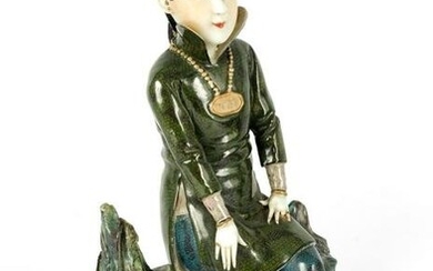 A CHINESE REPUBLIC POLYCHROME PORCELAIN FIGURE modelled