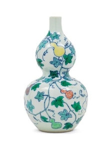 A Chinese Doucai Double-Gourd Porcelain Vase
