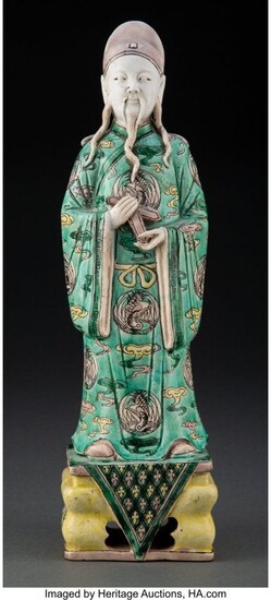 A Chinese Famille Verte Porcelain Figure, Qing D