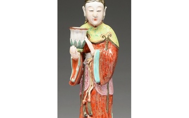 A Chinese famille rose figural incense burner, 19th c, in ri...