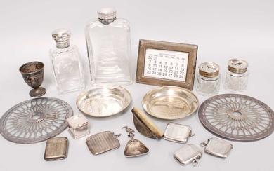 A Collection of Assorted Silver, including a pair of silver-mounted...