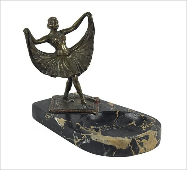 A Continental Bronze and Marble Erotica Figure.