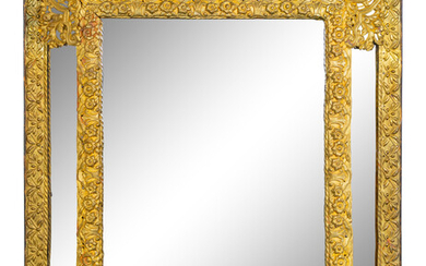 A Dutch Baroque Style Brass Repousse Mirror