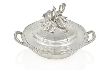 A FRENCH STERLING SILVER COVERED VEGETABLE TUREEN