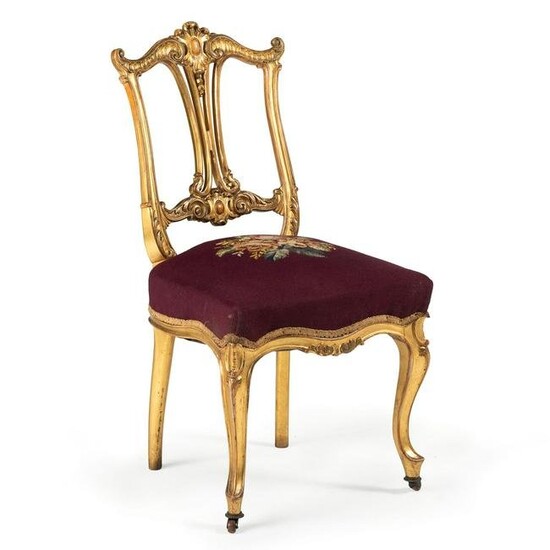 A French Louis XV Style Gilt Side Chair with