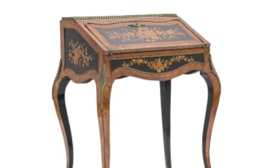 A French kingwood and marquetry bureau de dame, 19th century