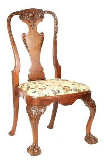 A GEORGE II STYLE MAHOGANY SIDE CHAIR with shaped
