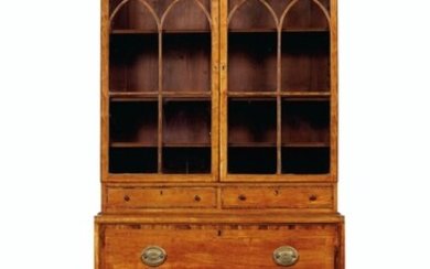 A GEORGE III SATINWOOD, MAHOGNAY AND INDIAN ROSEWOOD BANDED SECRETAIRE BOOKCASE, CIRCA 1785