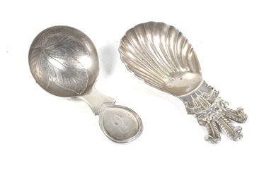 A George III silver silver caddy spoon and another modern of Royal interest.
