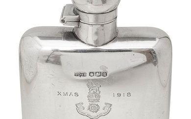 A George V Regimental silver hipflask
