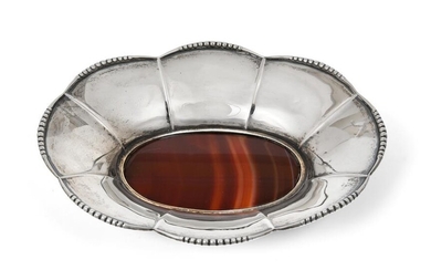 A George V Silver and Agate Dish, by Liberty and...