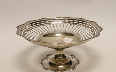 A George V pierced silver pedestal bowl (lacking insert?), W...