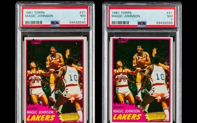 A Group of Two 1981 Topps Magic Johnson Basketball