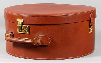 A Gucci Brown Leather Hat Box Pattern Case, Modern,...