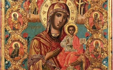 A LARGE DATED ICON SHOWING THE HODIGITRIA MOTHER OF...