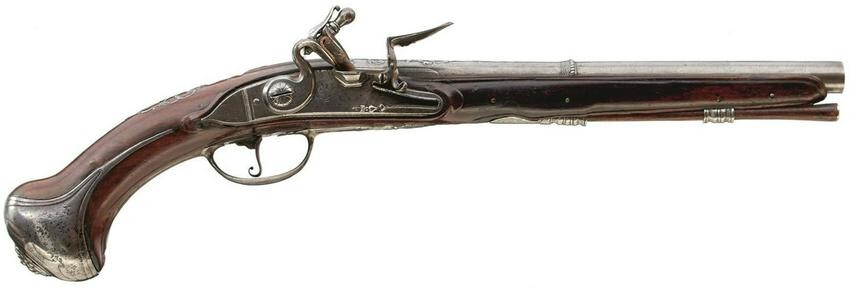 A LATE 17TH CENTURY 20-BORE FRENCH FLINTLOCK HOLSTER