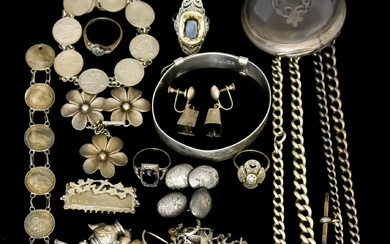 A Mixed Lot of Silver Jewellery and Other Items, comprising...