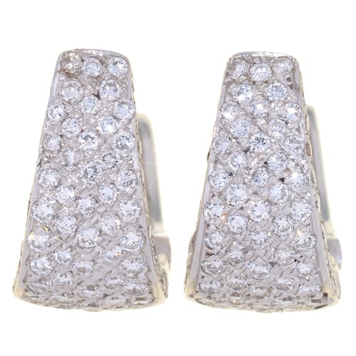 A PAIR OF DIAMOND EAR CLIPS, PAVÉ SET IN 18CT WHITE GOLD, 16...