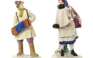 A PAIR OF EARLY SOVIET PORCELAIN FIGURINES 1924