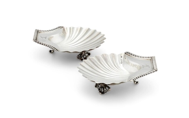 A PAIR OF WILLIAM IV SILVER SHELL BUTTER DISHES BY EDWARD FARRELL
