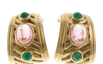A Pair of 14K Gemstone Earrings