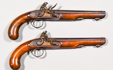 A Pair of .65 Calibre Flint Lock Pistols, by J...