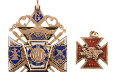 A Pair of Masonic Pendants in 10K