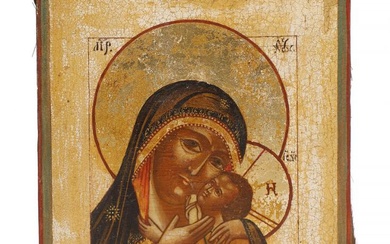 A Russian icon with depiction of the Mother of God of Korsunskaya....