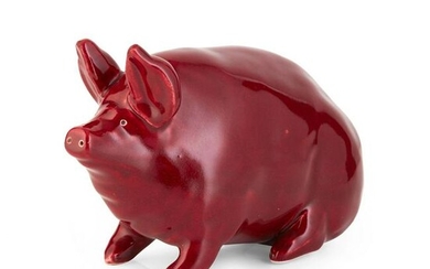A SMALL WEMYSS WARE PIG CIRCA 1900 covered in a maroon