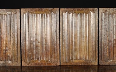 A Set of Four Carved Linen fold Panels...